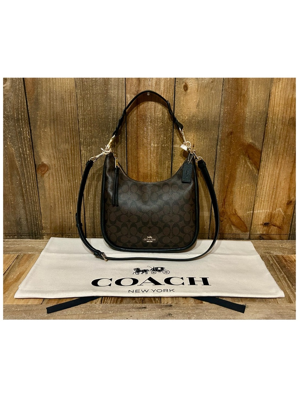 Coach. 5 Piece: NEW Jules Hobo Bag & Free ID Case, Glasses, Dust Bag & Gift Box. - Picture 6 of 16